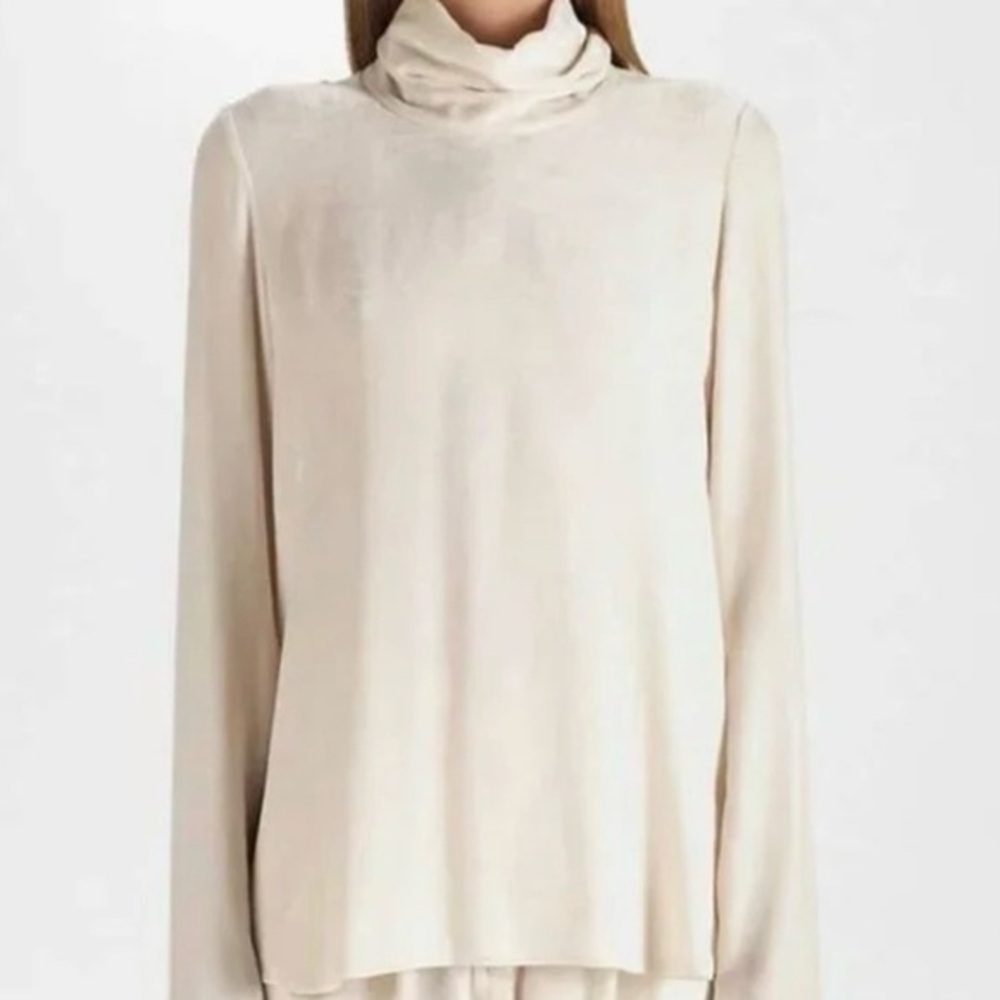 FORTE FORTE Velvet Turtleneck Top Ivory Silk Size 6